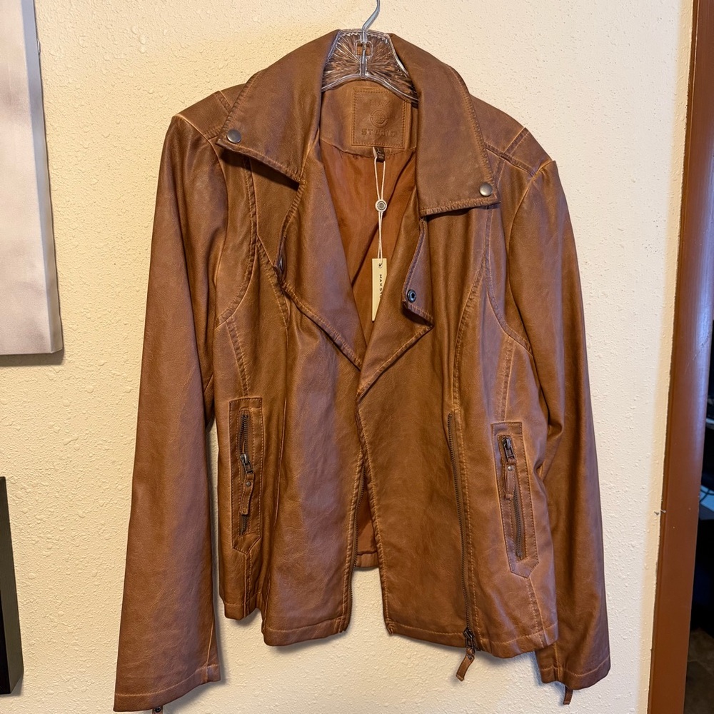 Max Studio Tan Leather Jacket
